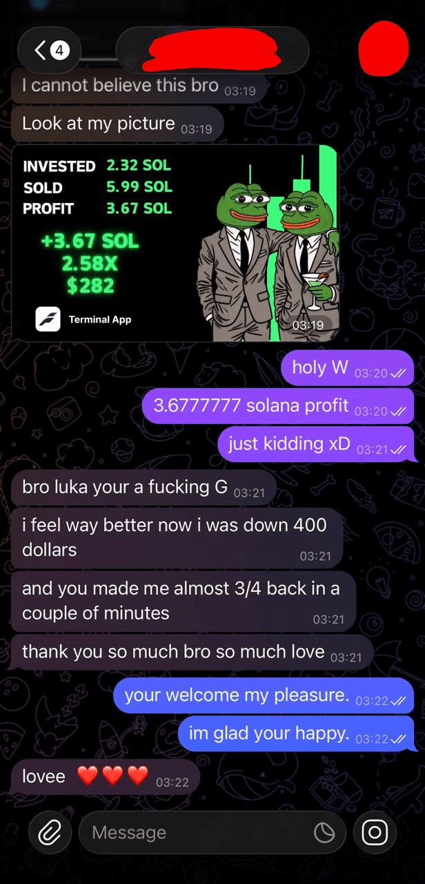 Terminal App trader feedback screenshot